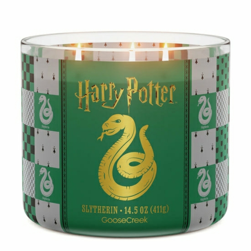 Goose Creek Slytherin 3-Wick Harry Potter Green Grey Candle New - Picture 2 of 8